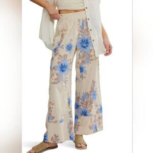 Free People Days End Linen Blend Wide Leg Pants size S